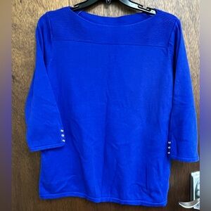 Karen Scott Blue Boat-Neck Cotton Sweater Sz XL